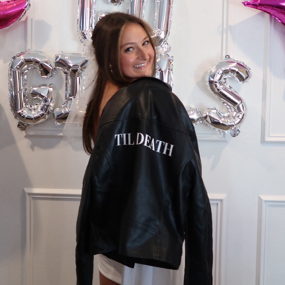 Black “til death” leather jacket